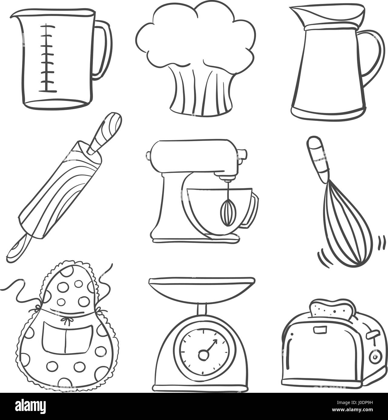 Equipment kitchen set doodles vector art illustration Stock Vector ...