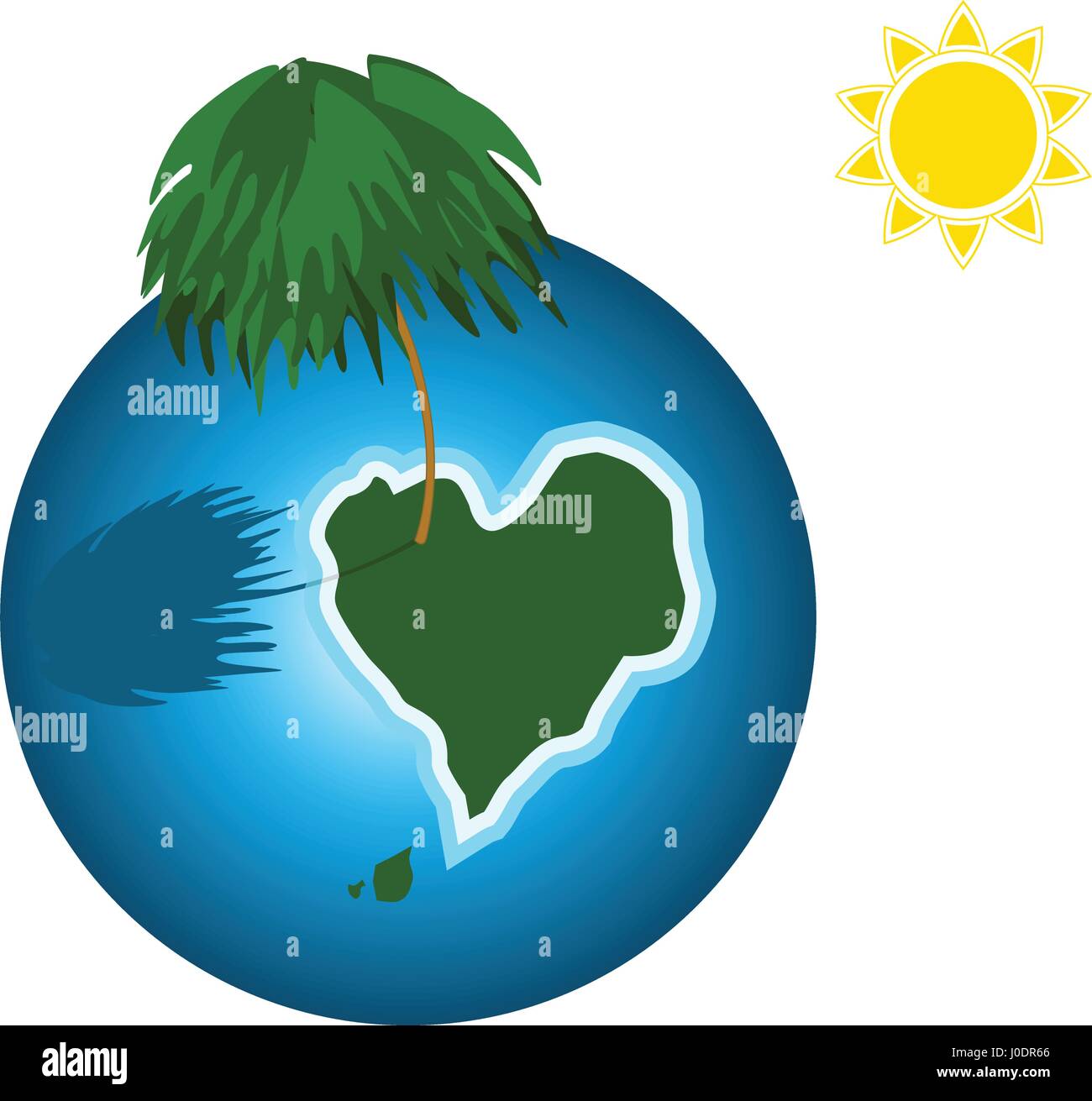 Love island on the earth. Earth day concept Stock Vector