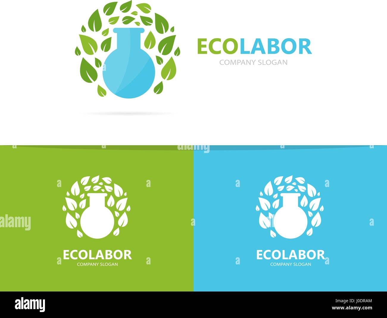 Vector of flask and leaf logo combination. Laboratory and eco symbol or ...