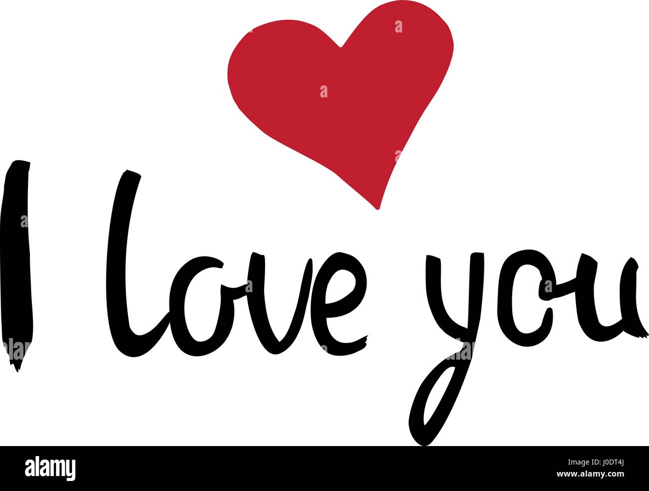 vector illustration of I love you text with red heart Stock Vector