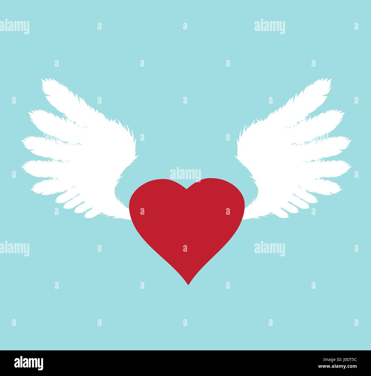vector illustration of white wings with red heart Stock Vector Image ...