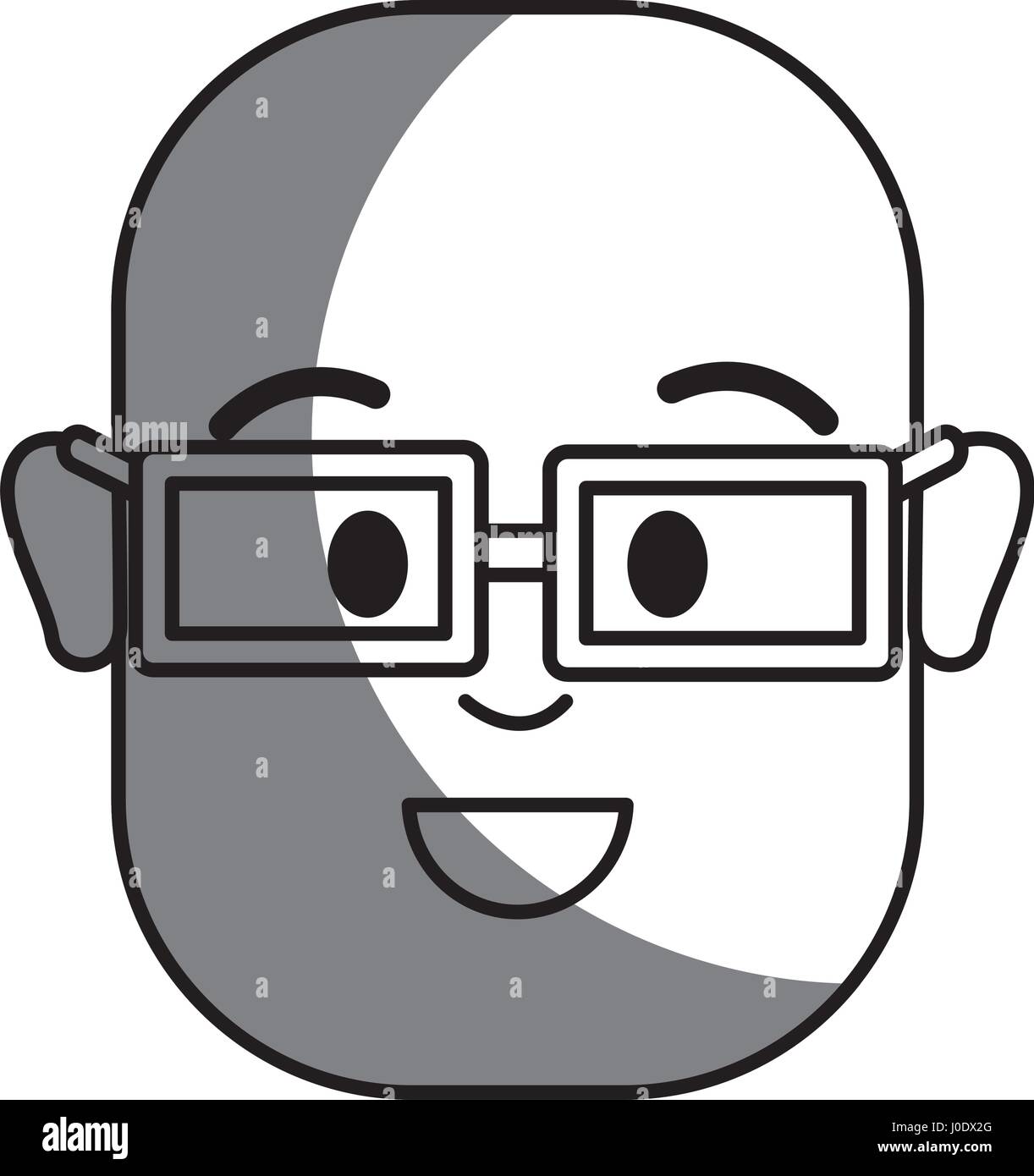 silhouette happy man with bald head and glasses Stock Vector Image ...
