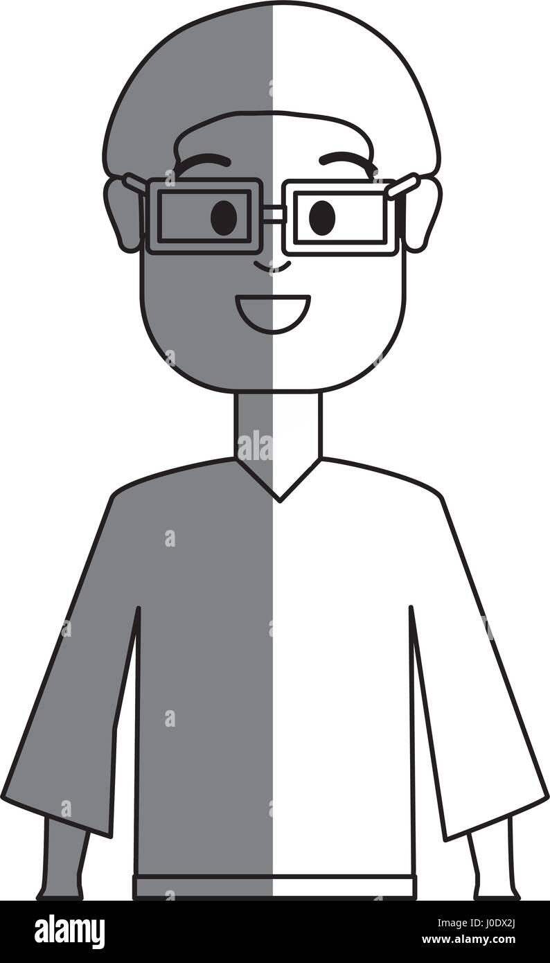 silhouette happy man with glasses and shirt Stock Vector Image & Art ...