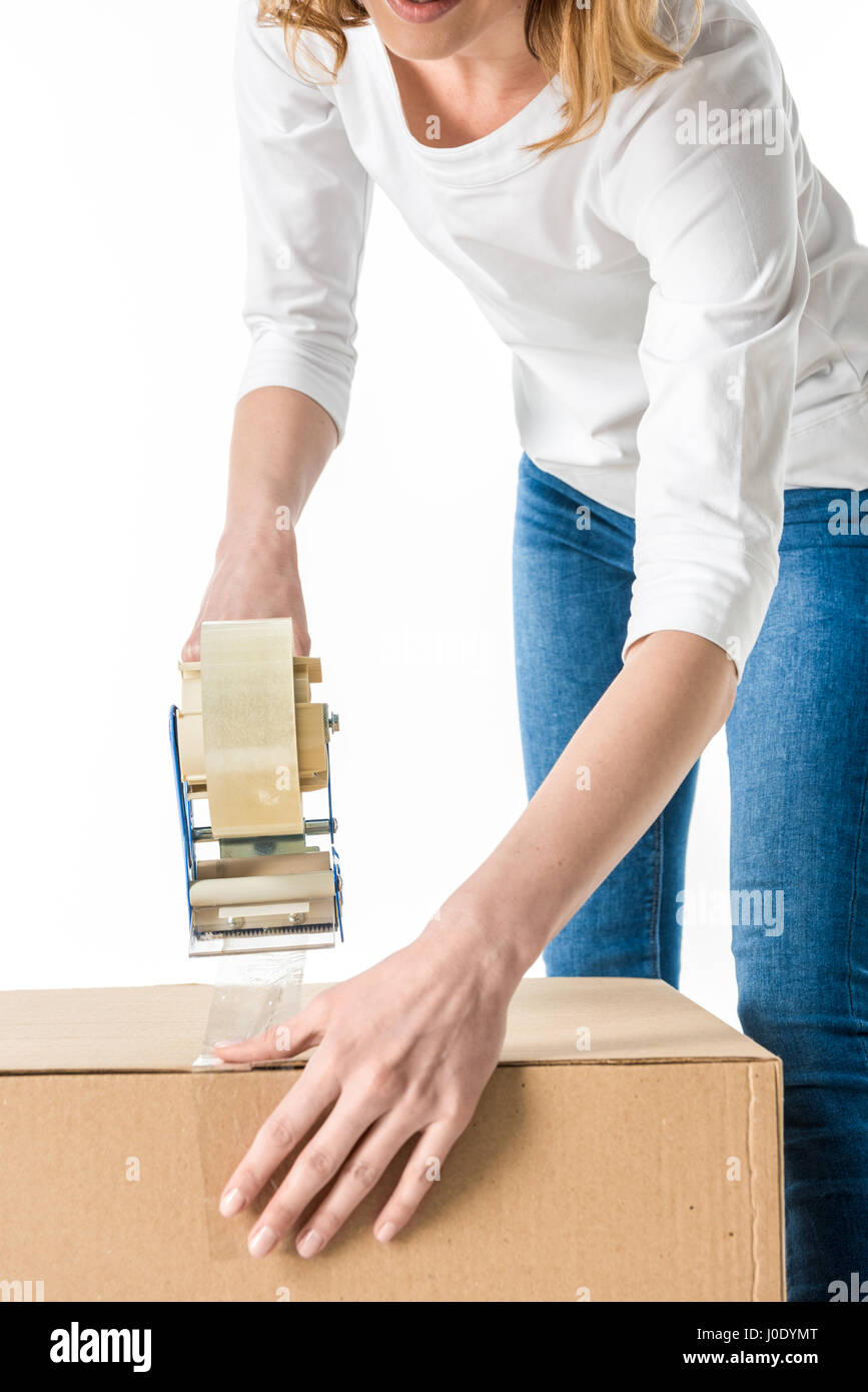 Woman packing cardboard box hi-res stock photography and images - Alamy