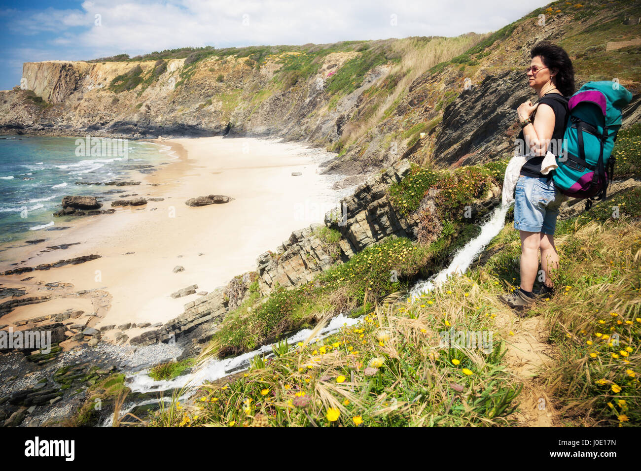 Female hiker with rucksack hi-res stock photography and images - Alamy
