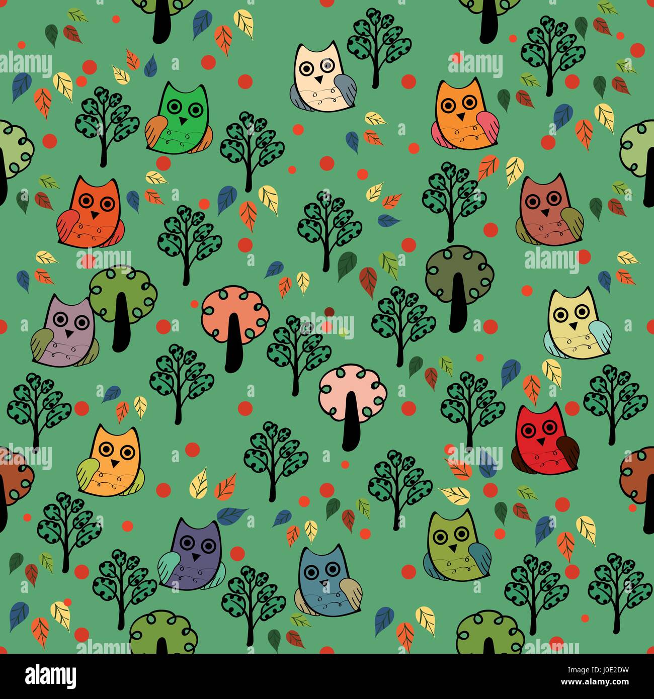 Owls forest vector seamless pattern Stock Vector Image & Art - Alamy