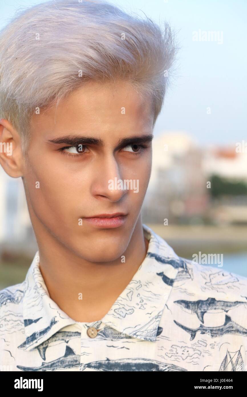 Portrait of a boy with gray hair Stock Photo