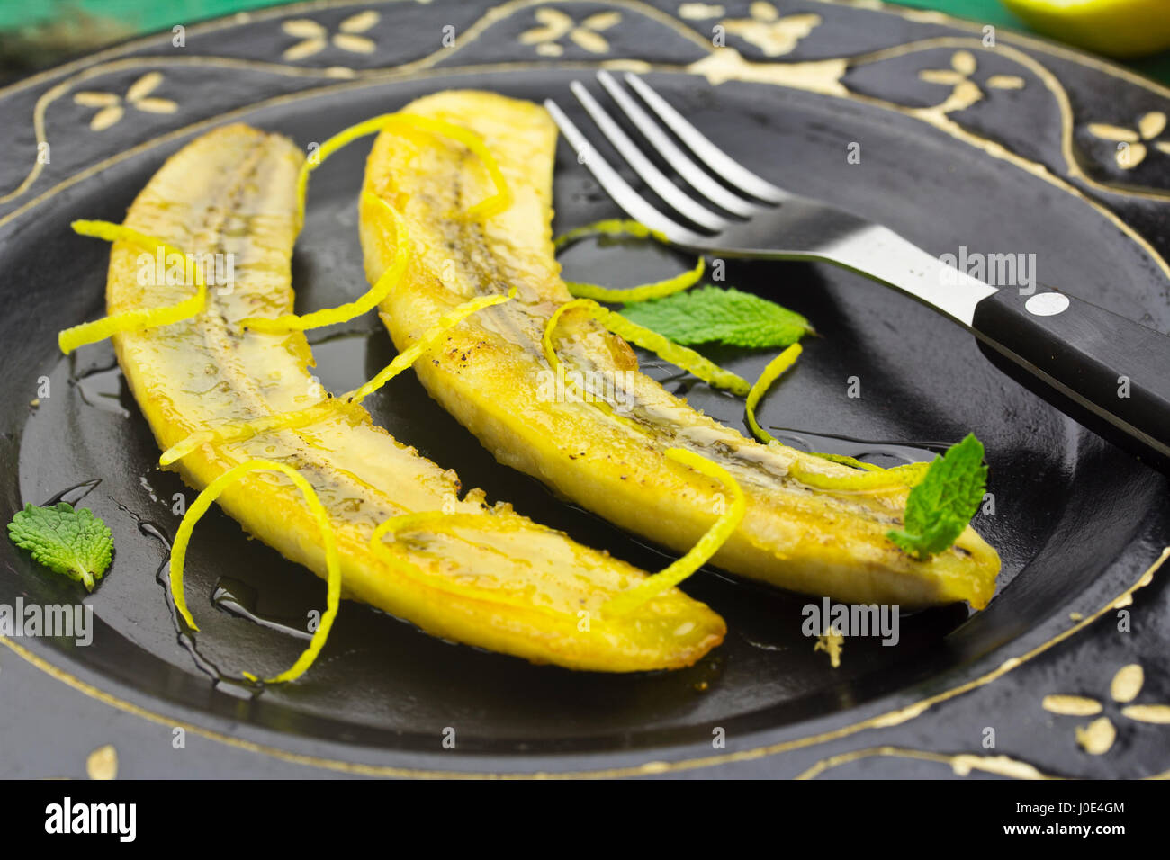 Caramelised bananas with honey Stock Photo Alamy