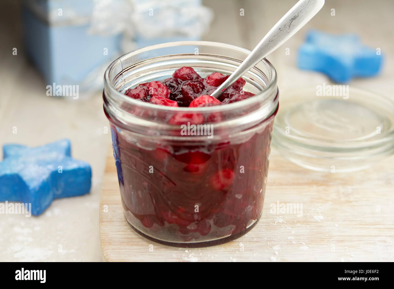 Christmas cranberry relish in jar Stock Photo Alamy