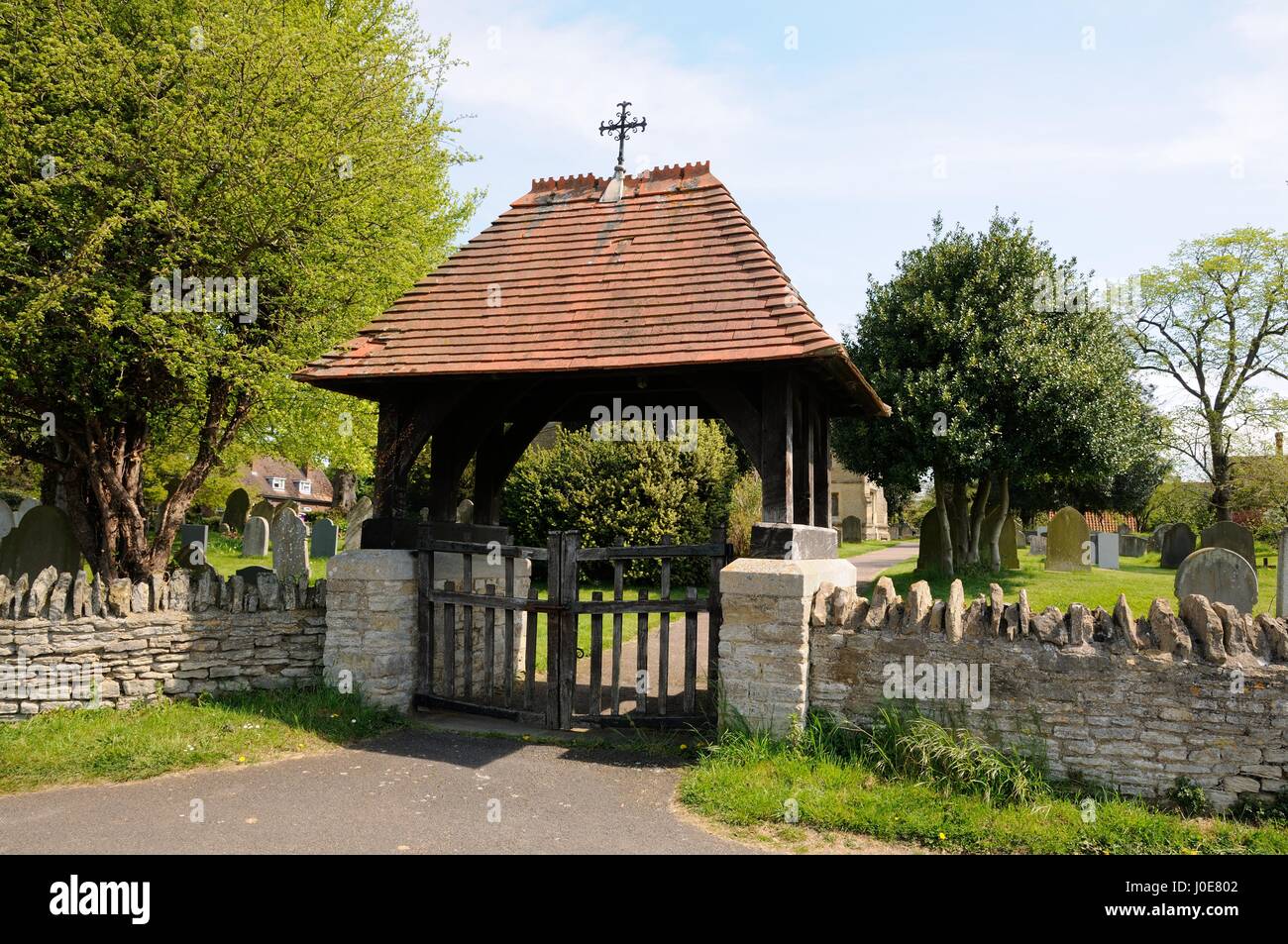 Lych gate, All Saints Church,Milton Ernest, Bedfordshire Stock Photo