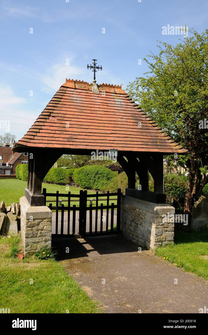 Lych gate, All Saints Church,Milton Ernest, Bedfordshire Stock Photo