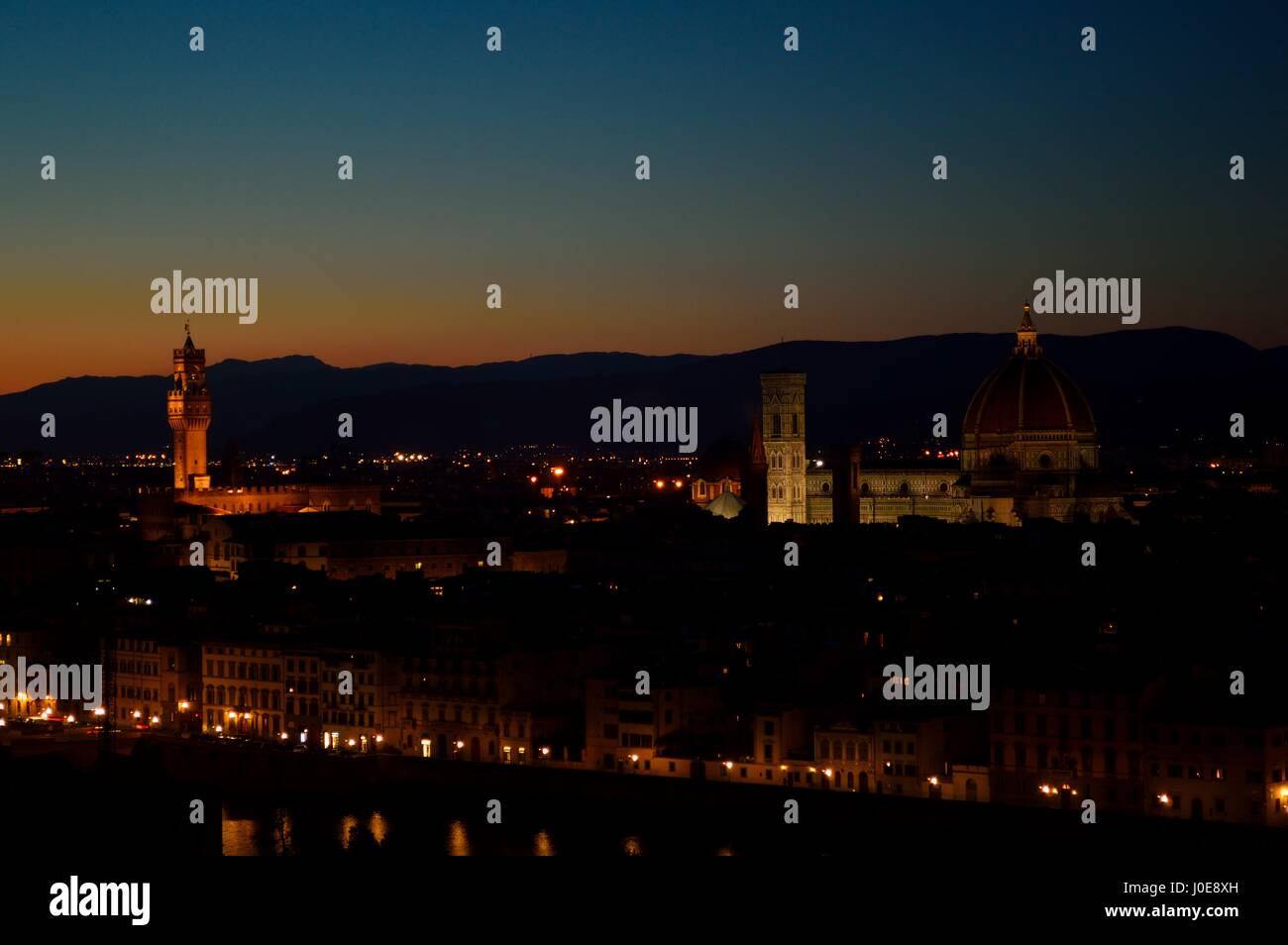 Sunset at Piazzale Michelangelo, viewing the Duomo and the Palazzo