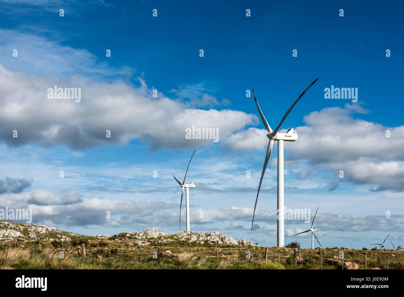 Windmills on the Sierra Carape in the Maldonado Department, Uruguay Stock Photo