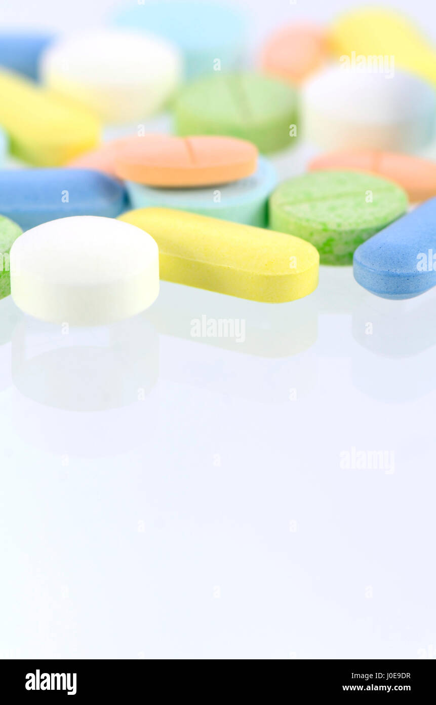 Medicine background, Pharmacy background, Medicine template in pastel tone. Stock Photo