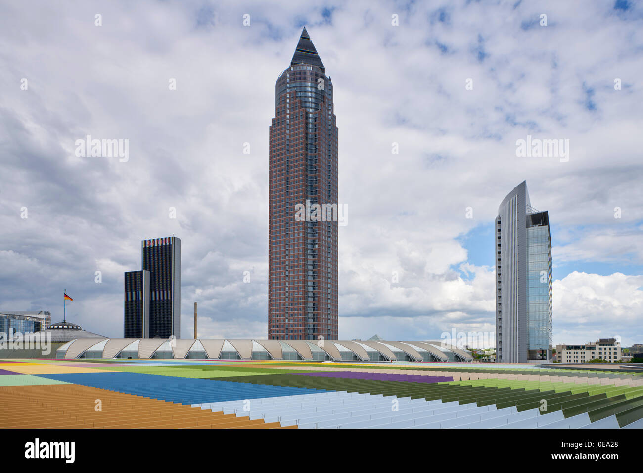 Skyline Plaza shopping center with Messeturm, Frankfurt am Main, Hesse, Germany Stock Photo