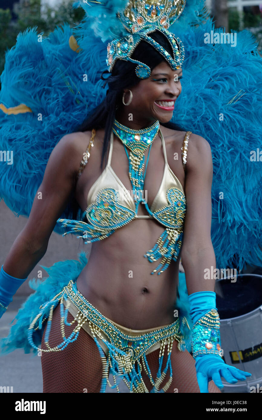 Caribbean dancer gives a street performance at Plaza St-Hubert in ...