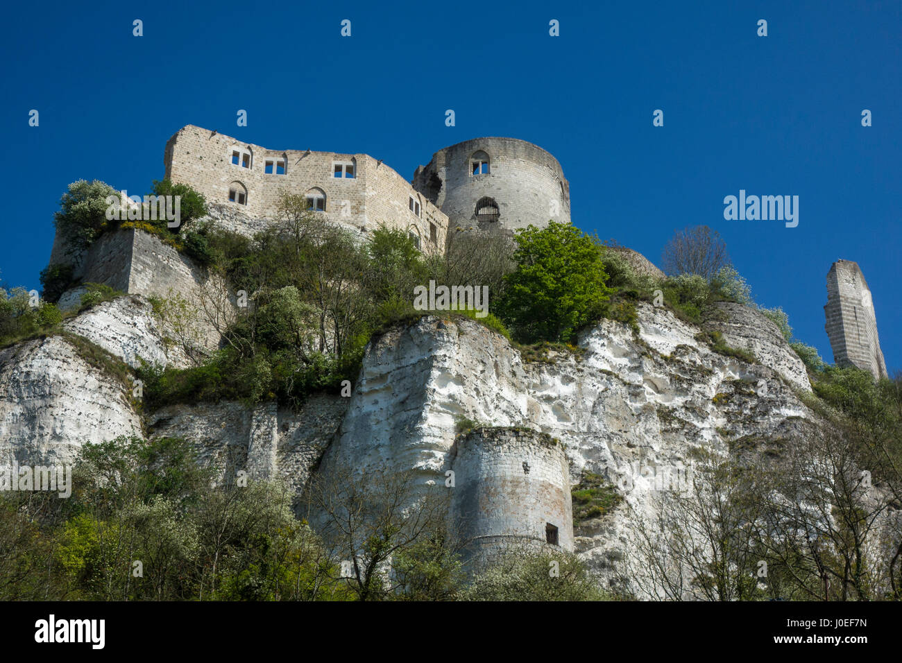 Château Gaillard seen from below in Les Andelys, Normandy, France Stock Photo