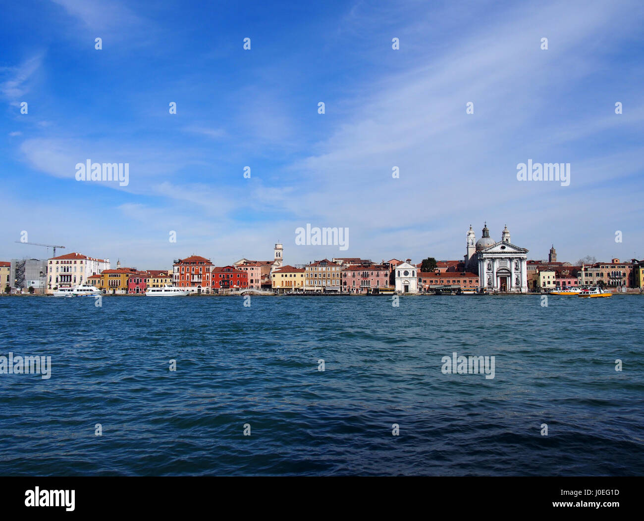 panoramic view of venice from the sea showing the salute area and ...