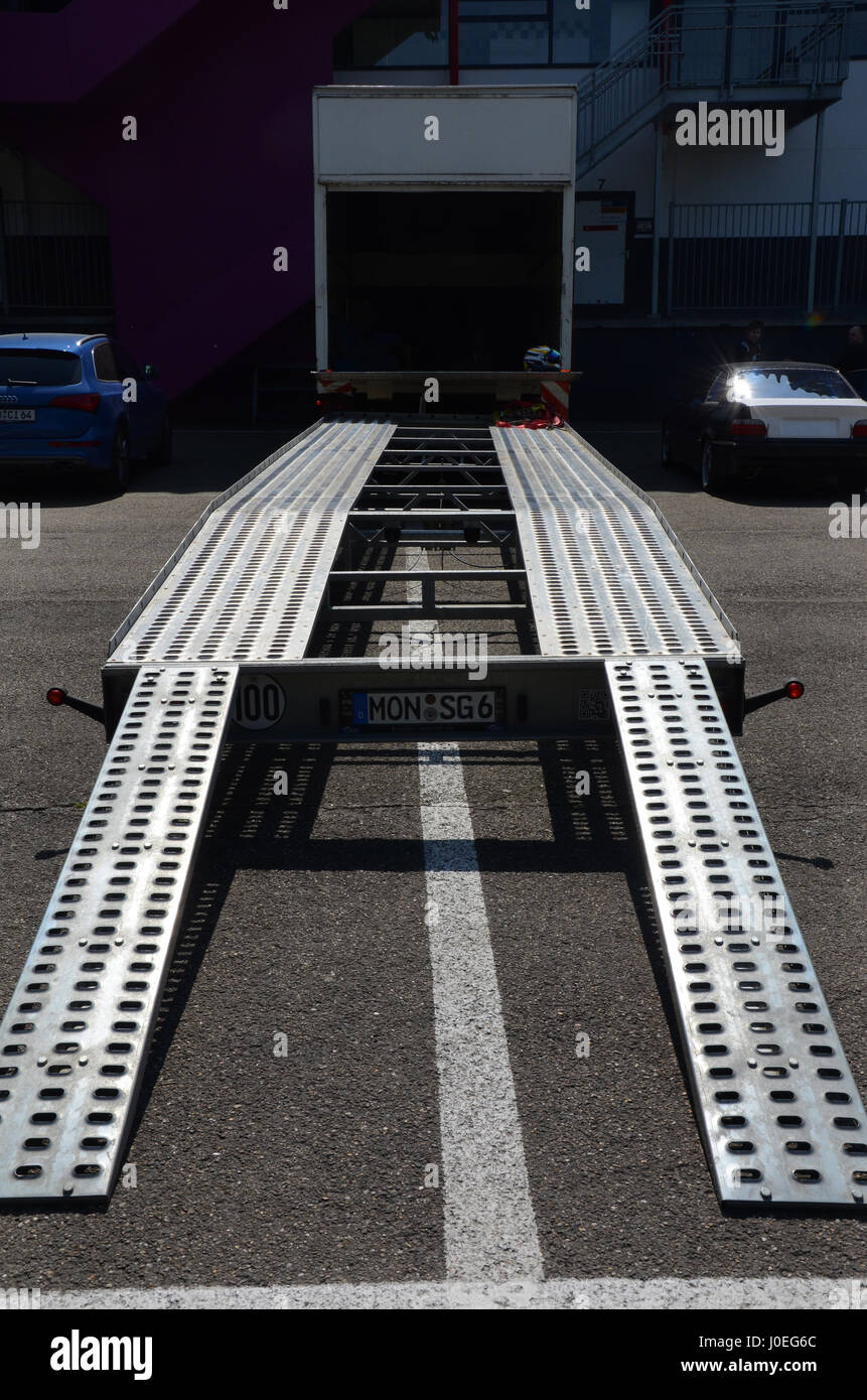 Racing car transporter hi-res stock photography and images - Alamy