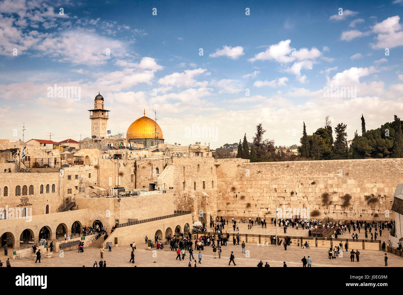 Wailing Wall with the Dome of the Rock in the background (Israel Stock