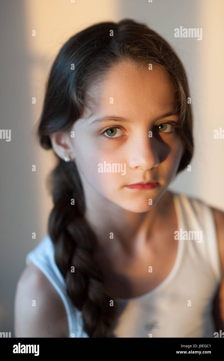 attractive young girl with a pigtail Stock Photo