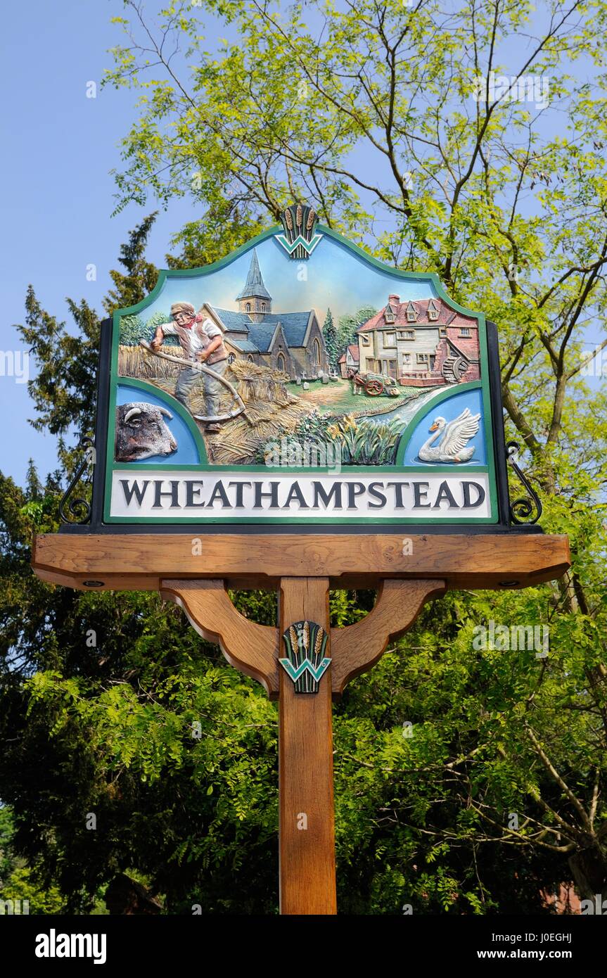 Village Sign, Wheathampstead, Hertfordshire Stock Photo Alamy