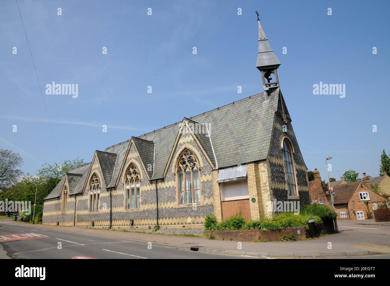 Old Church School, Wheathampstead, Hertfordshire, is a Victorian Gothic building of brick and flint. Stock Photo