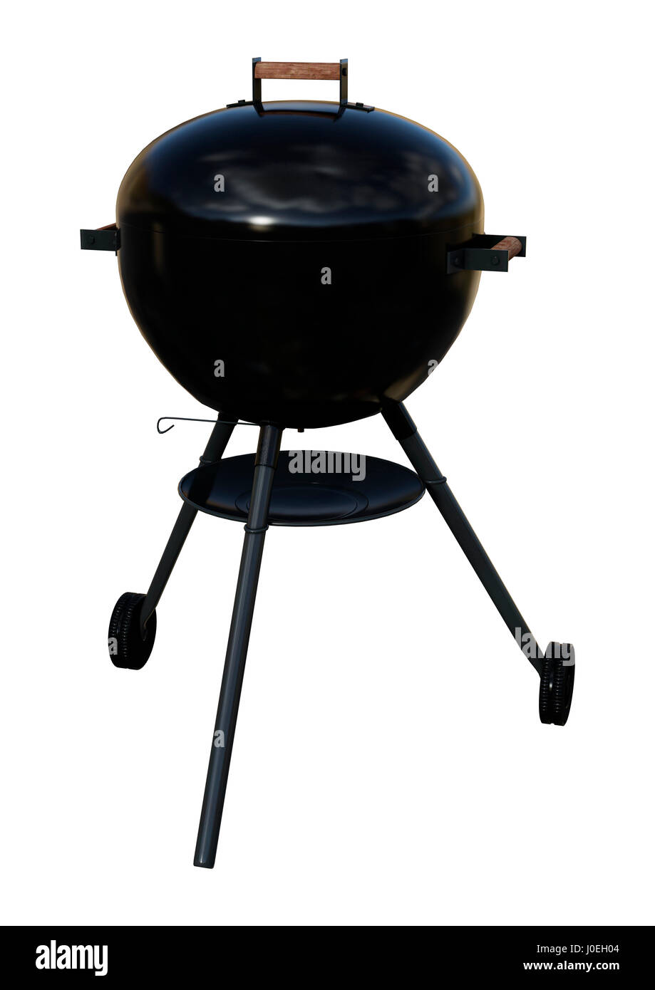 3D rendering of a kettle barbecue grill with a lid isolated on white
