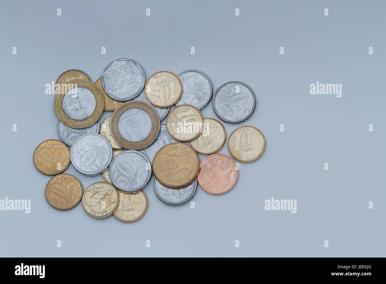 Coins on the table. Economy. Stock Photo