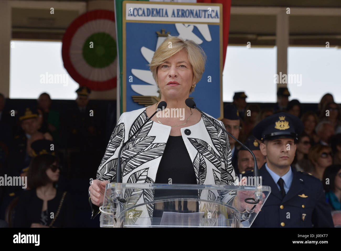 Pozzuoli, Italy. 12th Apr, 2017. Italian Defense Minister Roberta ...