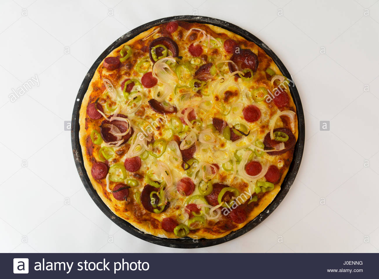 Pizza On Tray Isolated White Background Photography Stock Photo Alamy