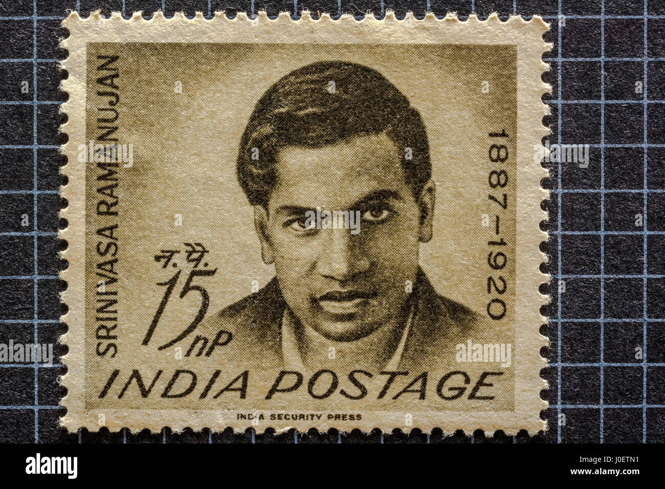 Srinivasa Ramanujan, 15 naya paisa postage stamp, india, asia Stock Photo