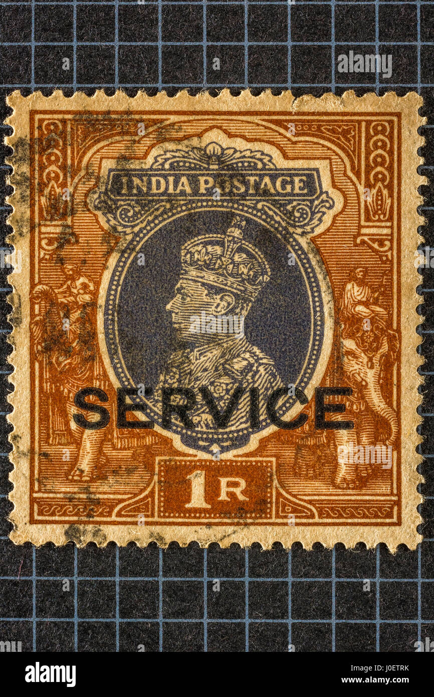 1r postage stamps, india, asia Stock Photo