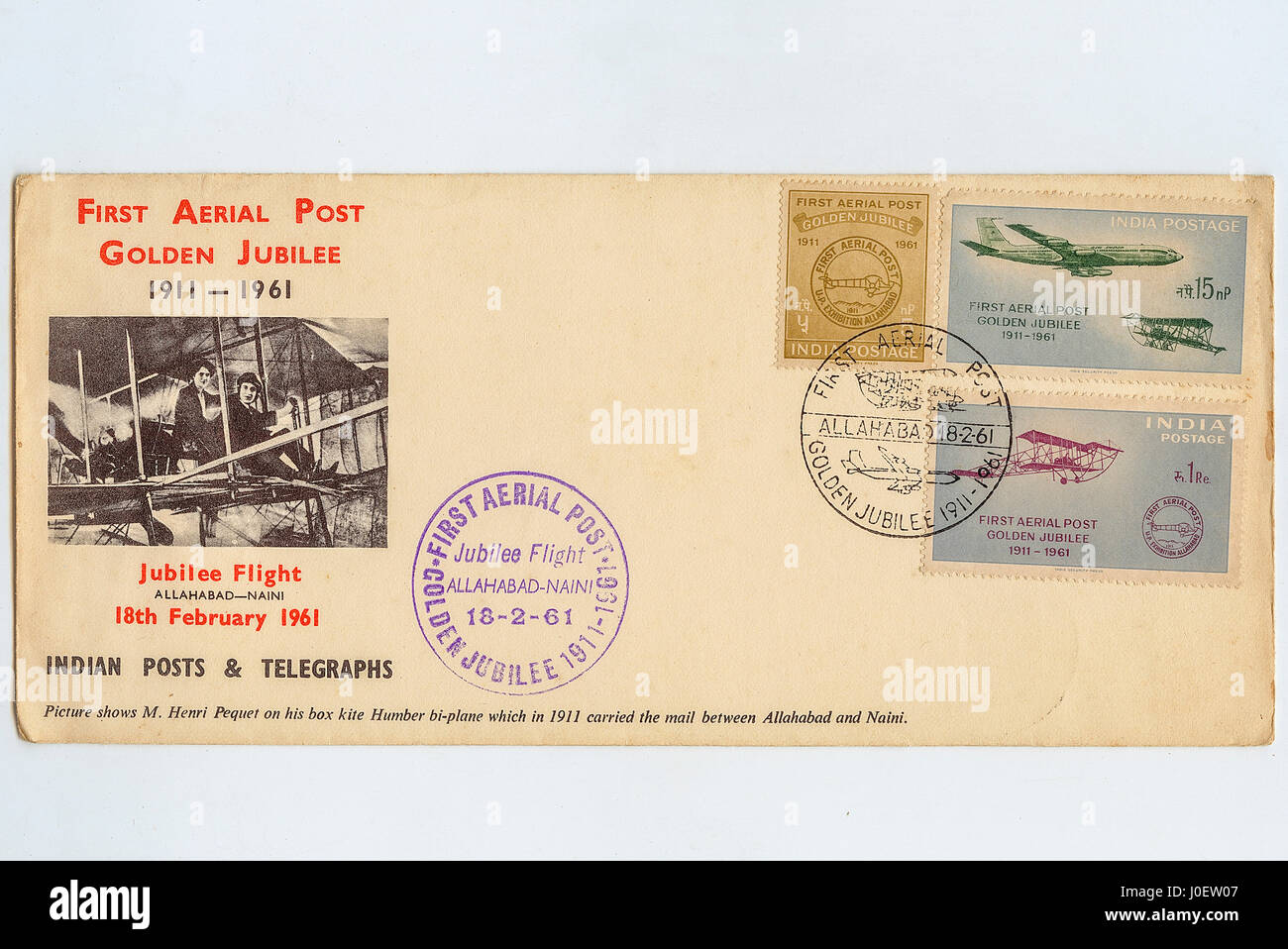 First aerial post of golden jubilee, postage stamps, india, asia Stock ...