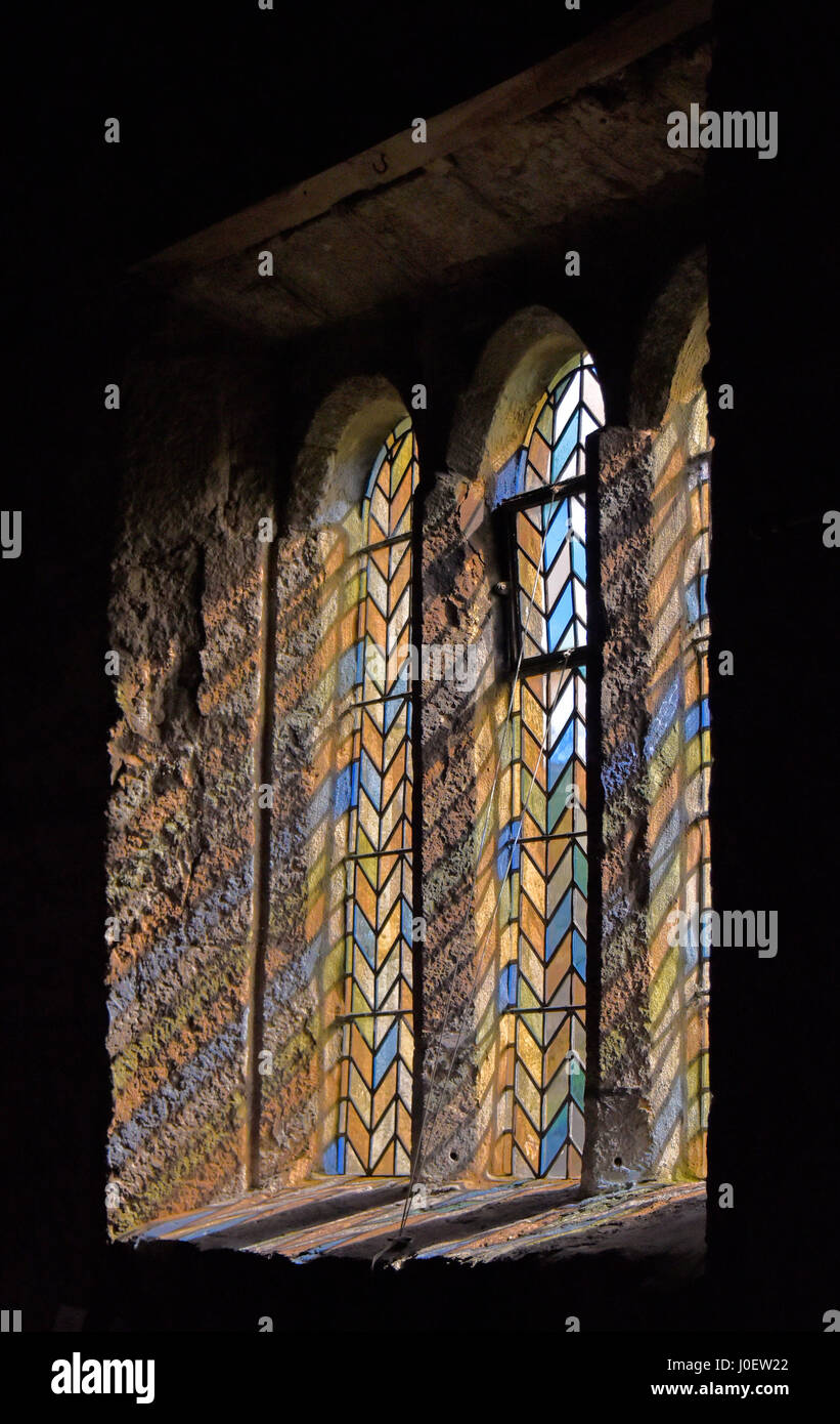 South window. Church of Saint Oswald. Horton-in-Ribblesdale, Craven, North Yorkshire, England, United Kingdom, Europe. Stock Photo