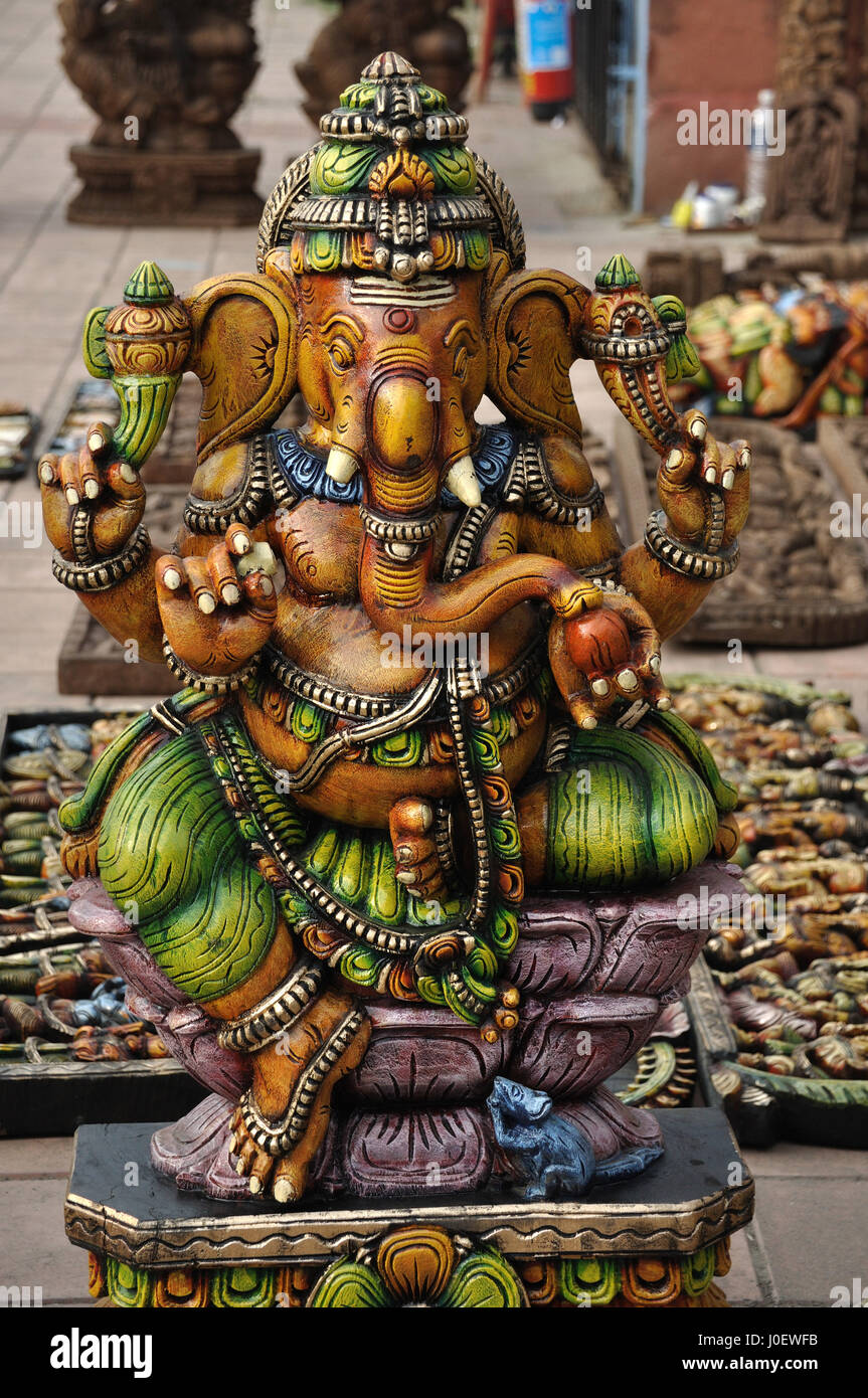 Wood carved Ganesh statue, andhra pradesh, india, asia Stock Photo