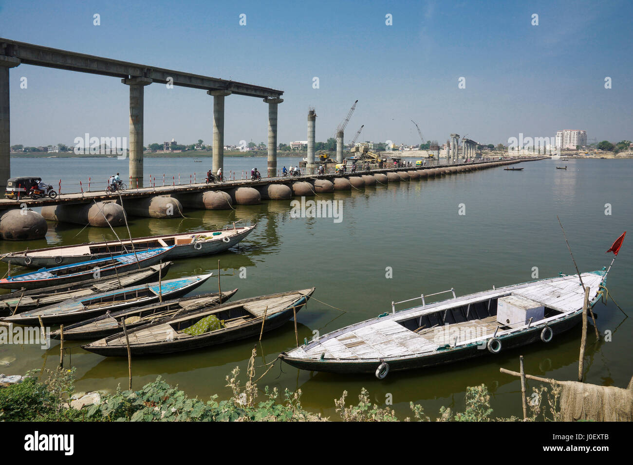 Bridge construction, varanasi, uttar pradesh, india, asia Stock Photo