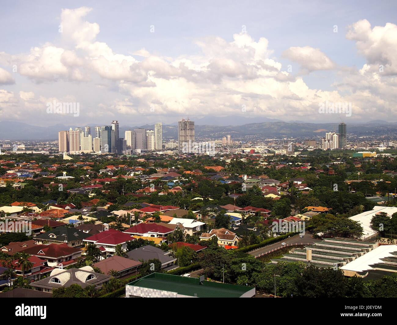 PASIG CITY, PHILIPPINES - OCTOBER 21, 2016: An aerial view of commercial and residential areas. Stock Photo
