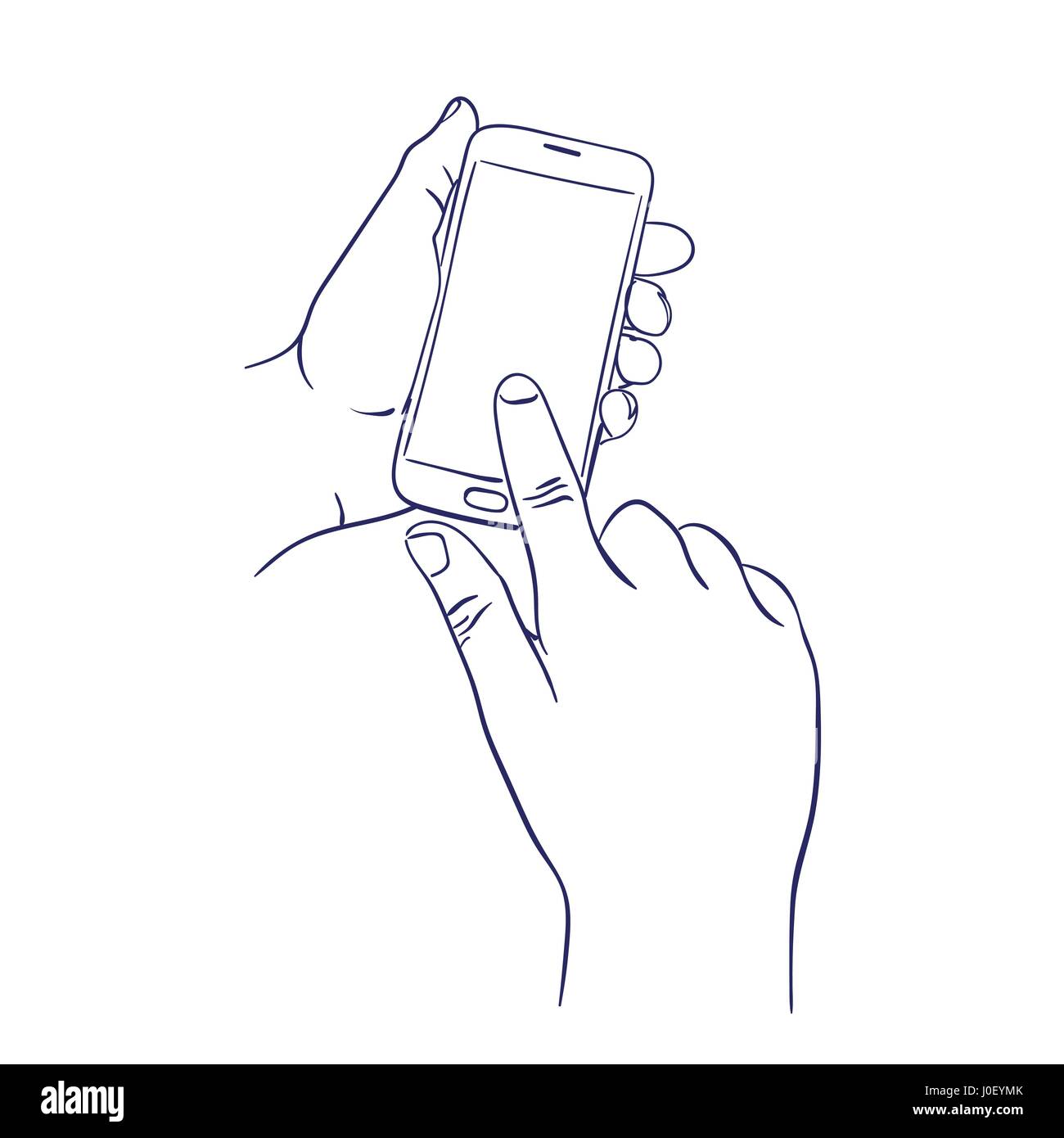 mobile smart phone touch screen with finger Stock Vector Image & Art