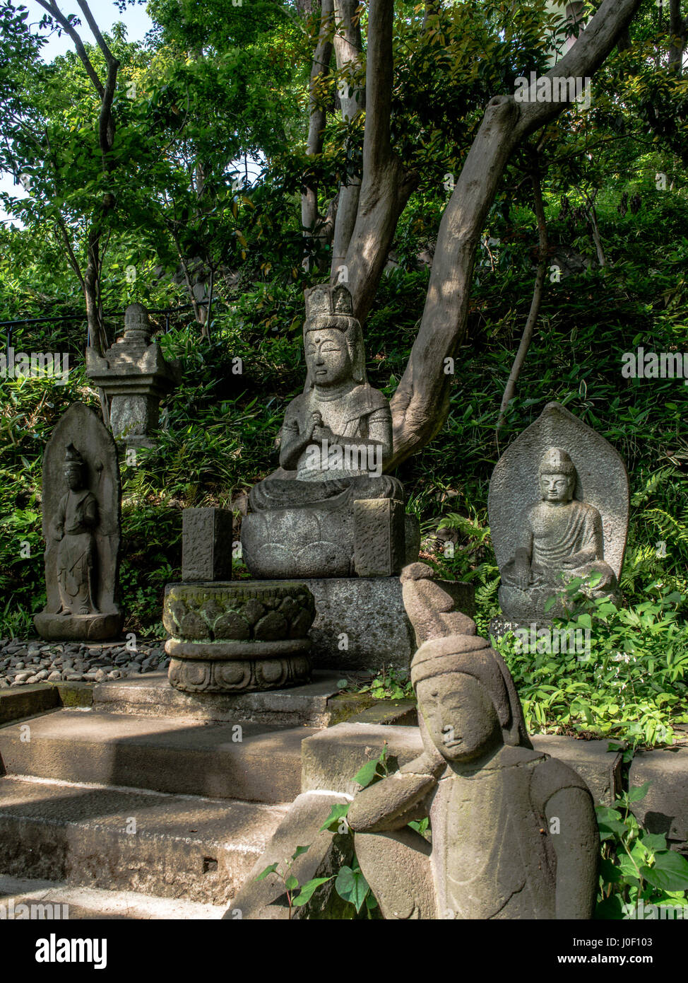 Buddhist statues in the garden of Gotoh Museumn. Kaminoge, Setagaya, Tokyo, Japan Stock Photo