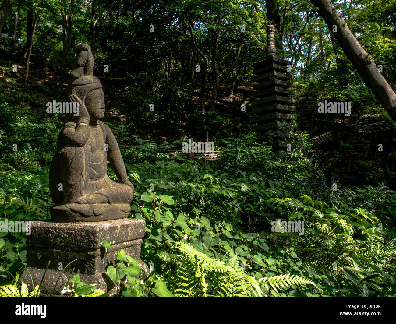 Buddhist statues in the garden of Gotoh Museumn. Kaminoge, Setagaya, Tokyo, Japan Stock Photo