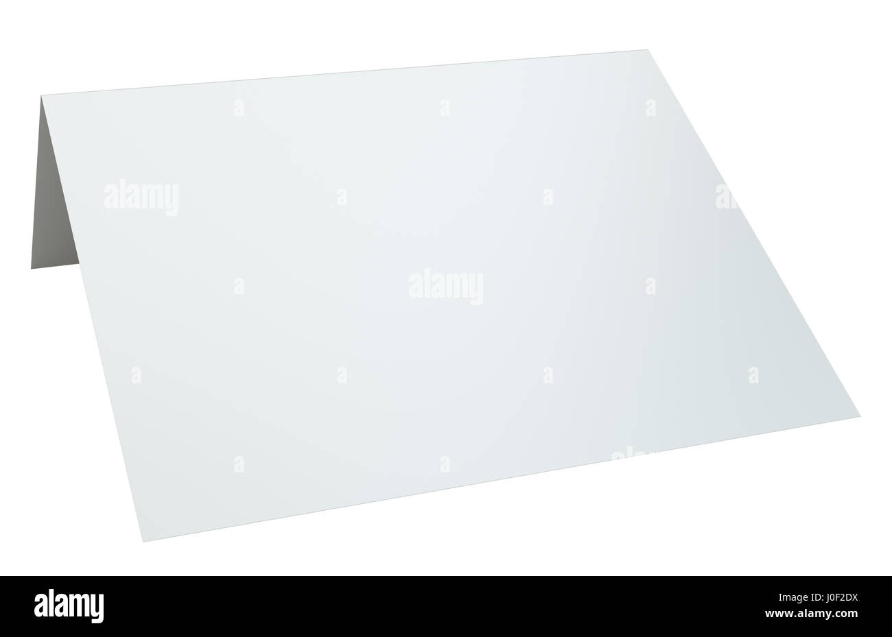 Close up of blank folded leaflet. 3d rendering isolated on white background Stock Photo