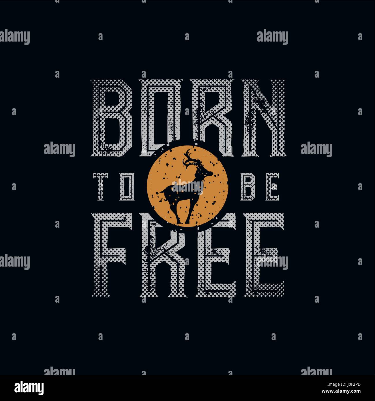 Born To Be Free typographic design for t-shirt print. Global flat colors. Layered vector illustration. Stock Vector