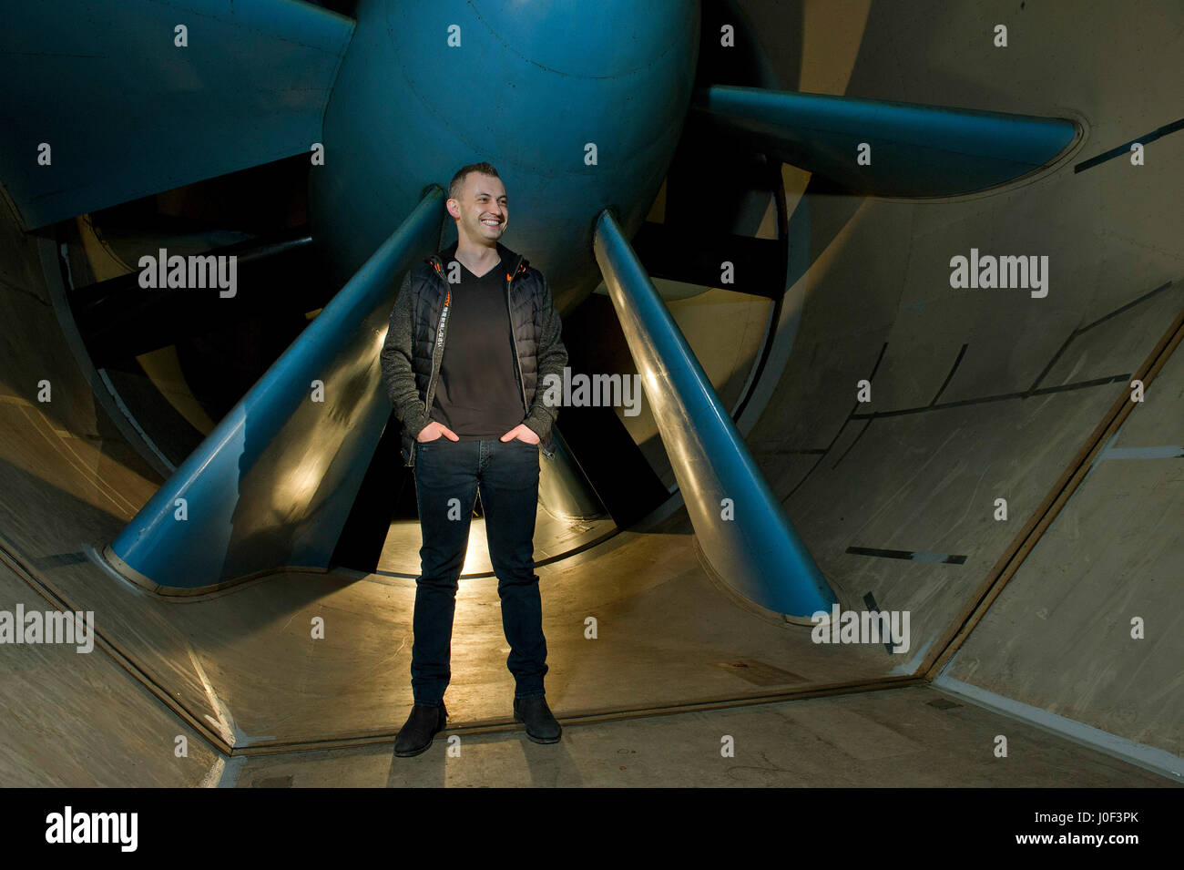 Paul Eremenko, CTO of Airbus Group, at Airbus Group, Filton, Bristol, UK, in the wind tunnel. Stock Photo
