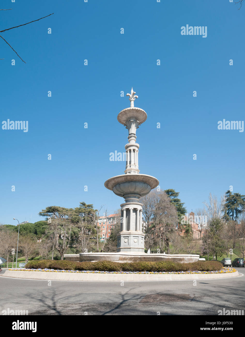 Fountain Parque Del Oeste, Madrid, Spain Stock Photo