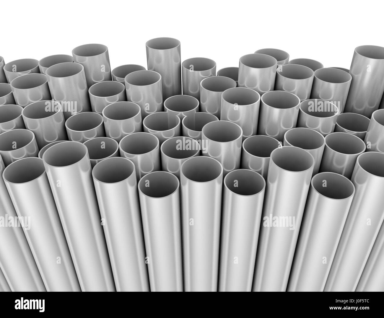 steel metal tube close up image isolated on white background Stock