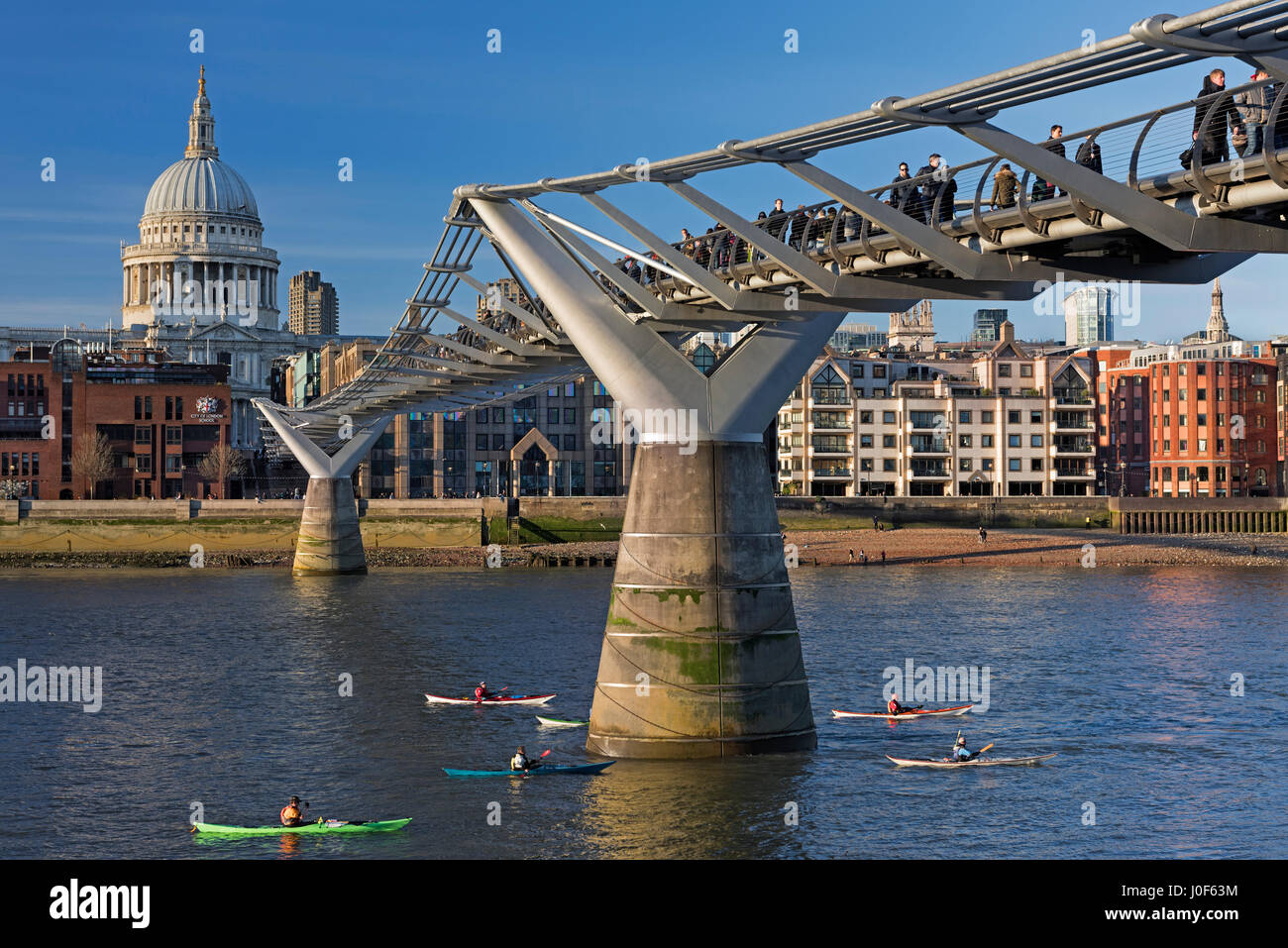 Millennium Bridge and St Paul's Cathedral London UK Stock Photo