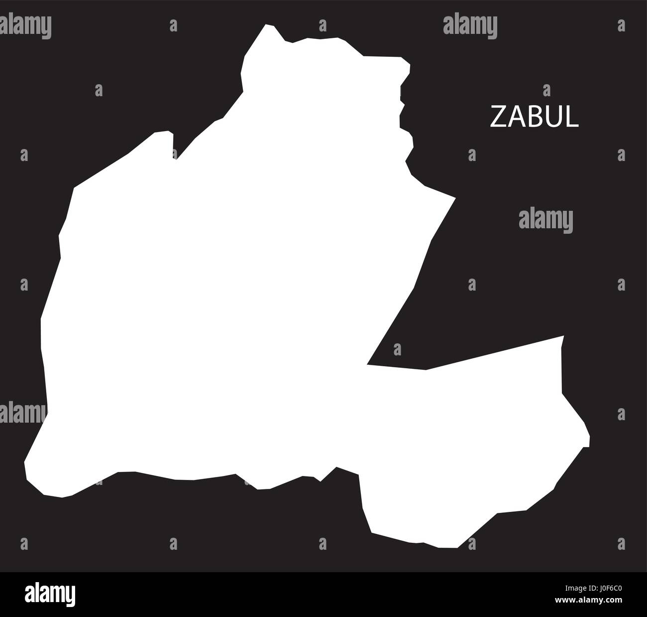 Zabul Afghanistan map black inverted silhouette illustration Stock Vector