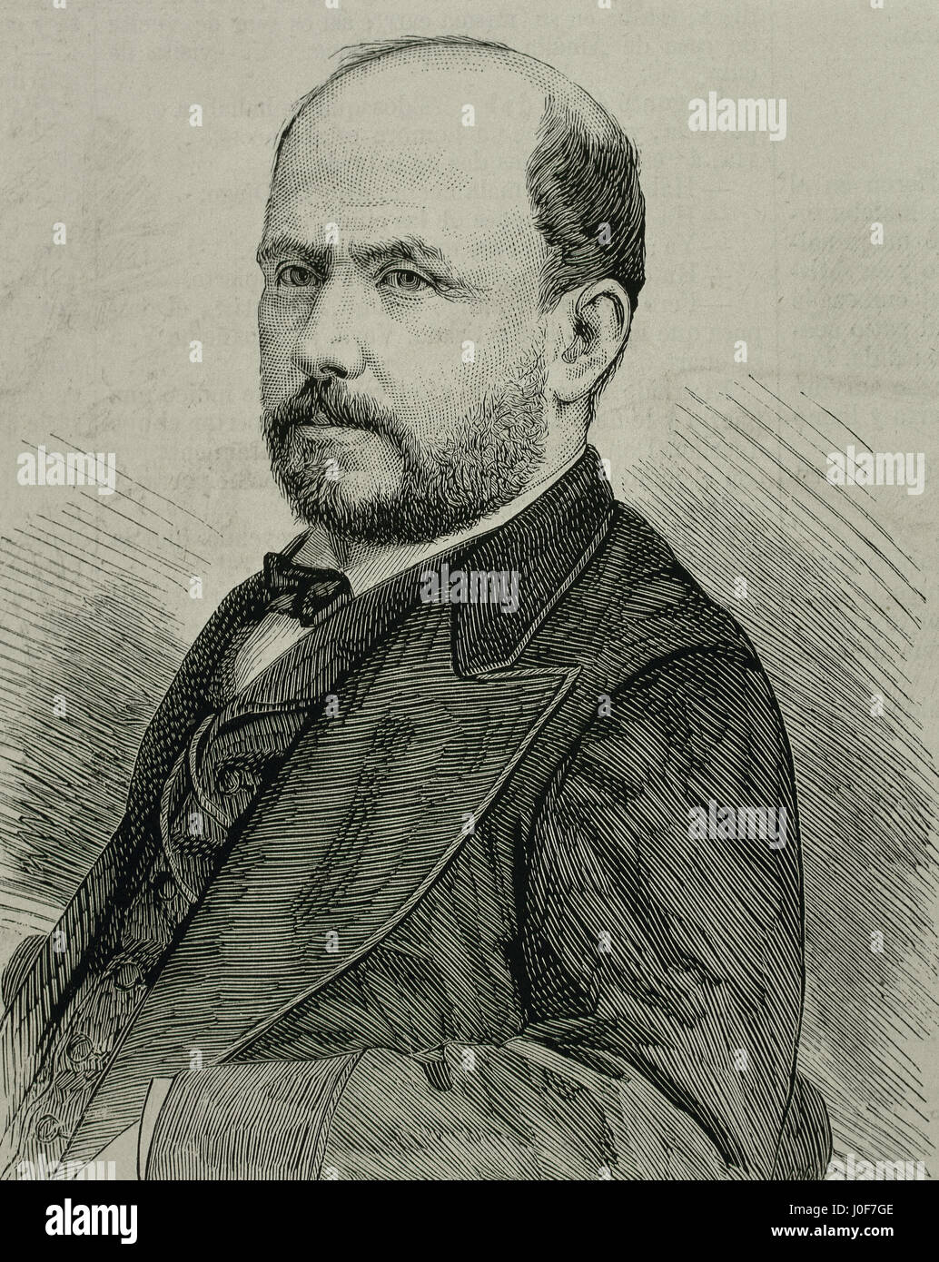 Anibal Pinto Garmendia (1825-1884). Chilean politician. President of Chile between 1876-1881. Portrait. Engraving. Stock Photo