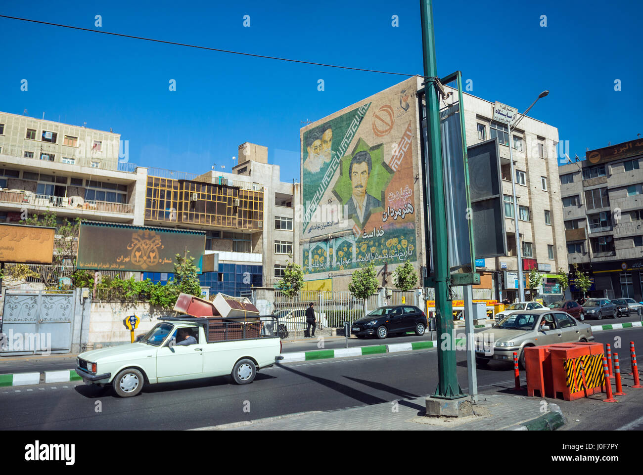 Traffic on Azadi Street in Tehran city, capital of Iran and Tehran Province Stock Photo